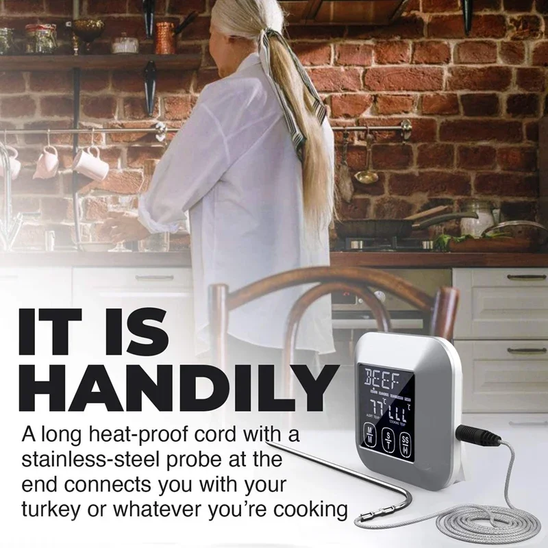 Multifunction Cooking Tools Touch Screen Digital Meat Thermometer Oven Meat Food Probe Kitchen BBQ Thermometer with Timer