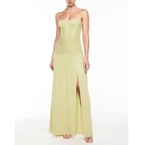 AELESEEN Fashion Designer Party Dress Women Spaghetti Strap Solid Elastic Slim Split Elegant Evening Camisole Female