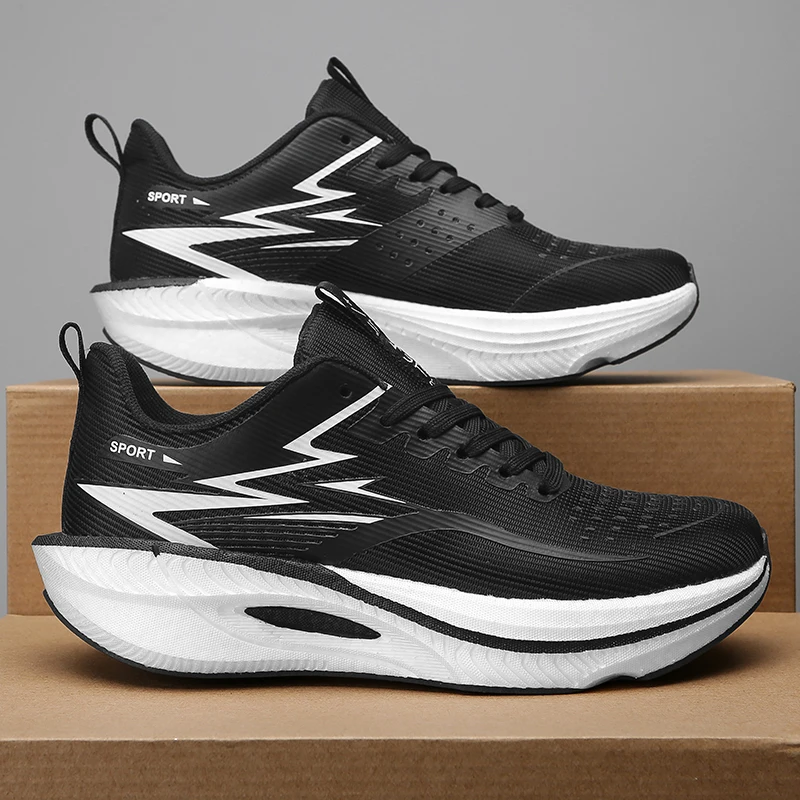 New Fashion Good Price Lace-up Casual Sport Shoes Factory Wholesale Breathable Mens Carbon Plate Running Shoes