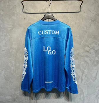 custom brand design wholesale top quality 100%polyester mesh jersey screen print streetwear oversized men's long sleeve t-shirts