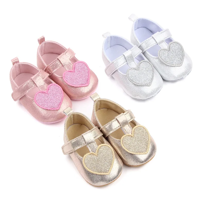 Wholesale Heart Design Bling Baby Girl Shoes Summer Girl Shoes