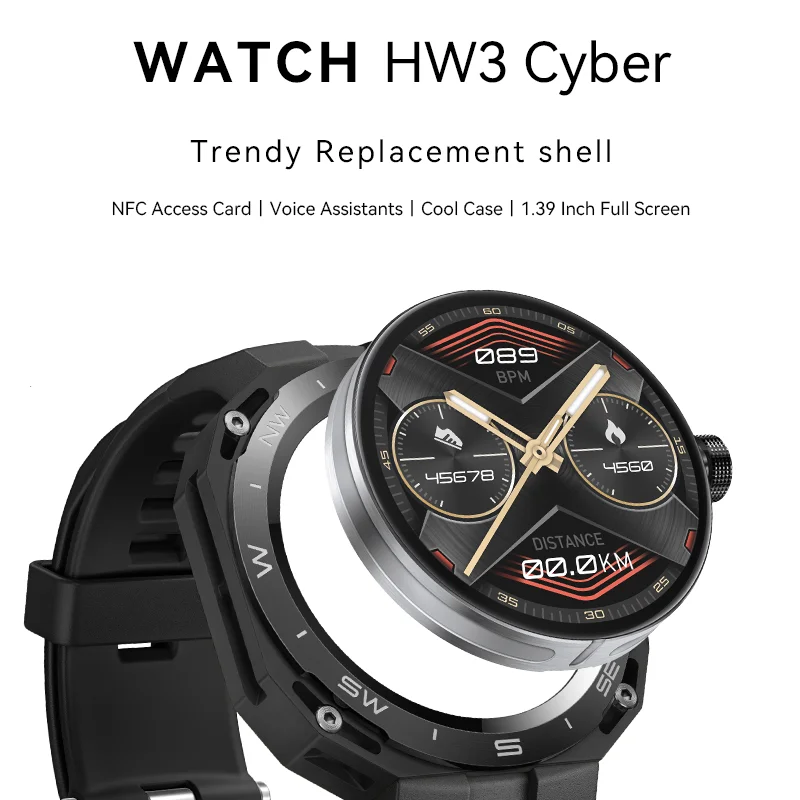 2023 Newest Design HW3 Cyber Smart Watch Intelligent Physical Fitness Steward BT Calling Wireless Charging Sports NFC BT Calling