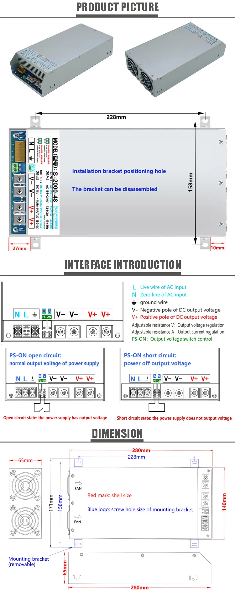 Original Ac To Dc 100~240vac To 36vdc 2000w Switching Industrial 2kw ...