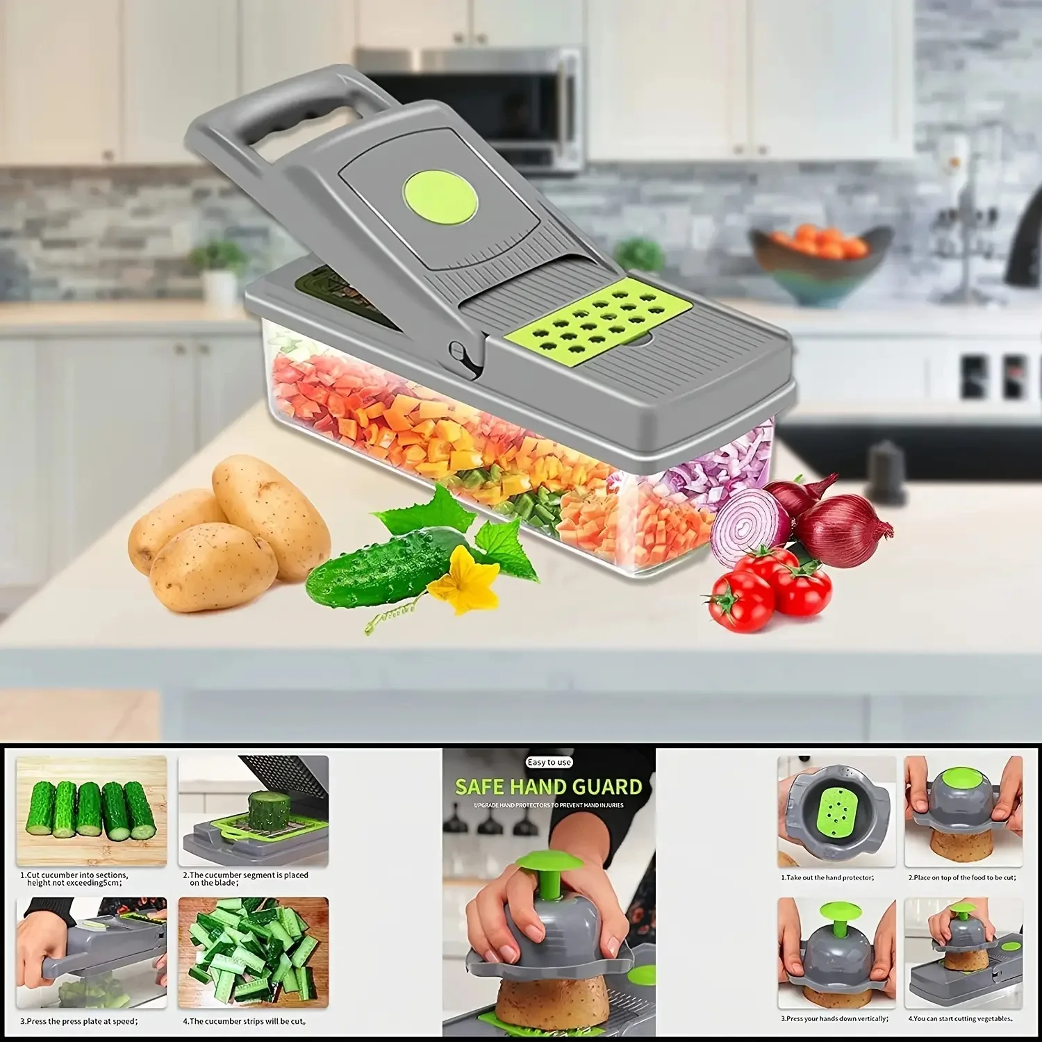 16-in-1 Vegetable Chopper - Multi-Functional Food Slicer, Dicer, And Peeler With Container - View #8