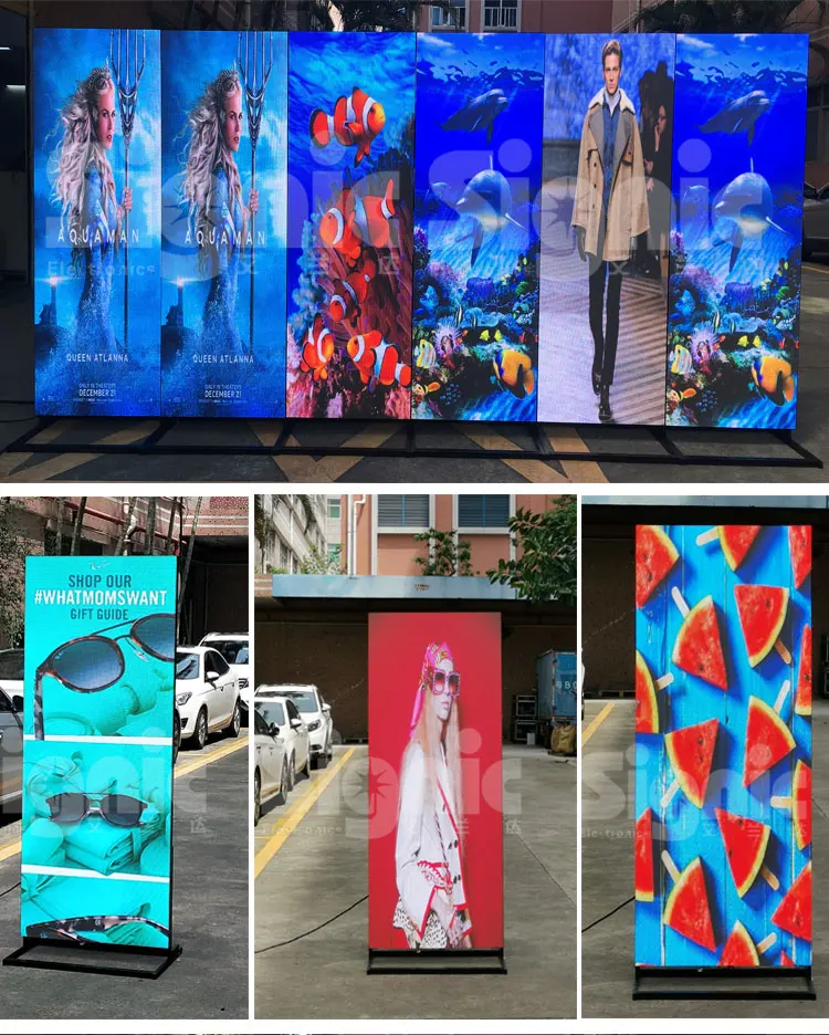 P2 P2.5 P3mm Indoor Outdoor Advertising Full Color Flexible Installation Billboard Floor Standing LED Poster Screen for