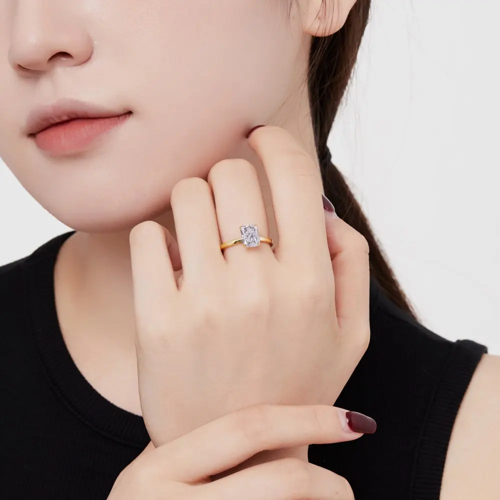 KAKODIY 925 Sterling Silver Rectangular Eternity Band Cubic Zirconia Halo Commitment Engagement Wedding Exquisite Ring Jewelry for Women detail 3