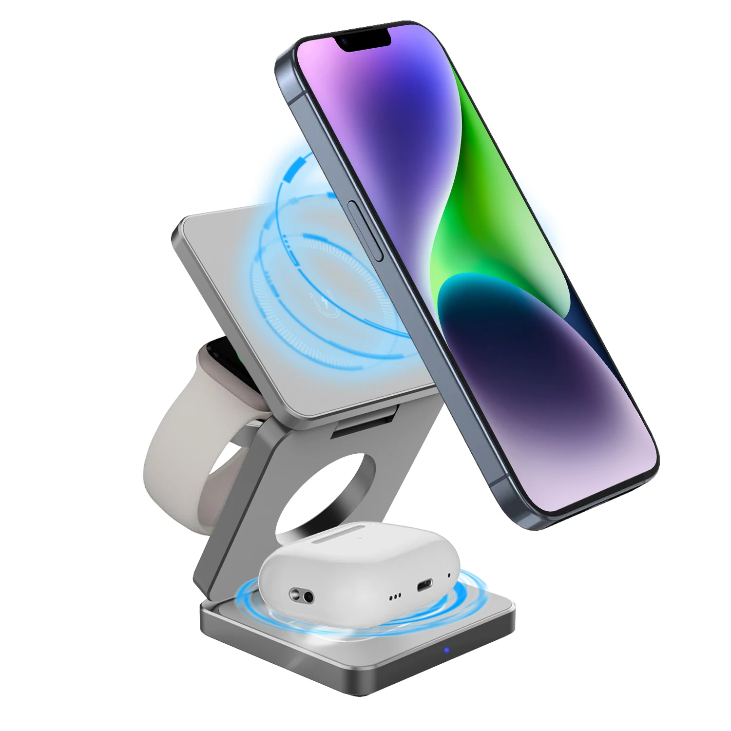 Iphone In Charger Station Nimble 3-in-1 Fold Wireless Charger