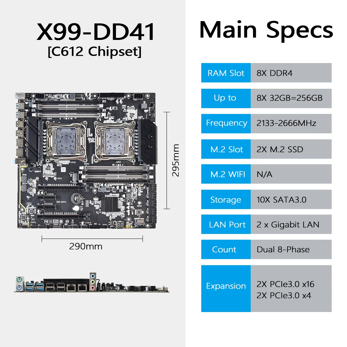 NEW X99 Dual CPU Motherboard LGA 2011-3 for Intel Xeon E5 V3/V4, 8