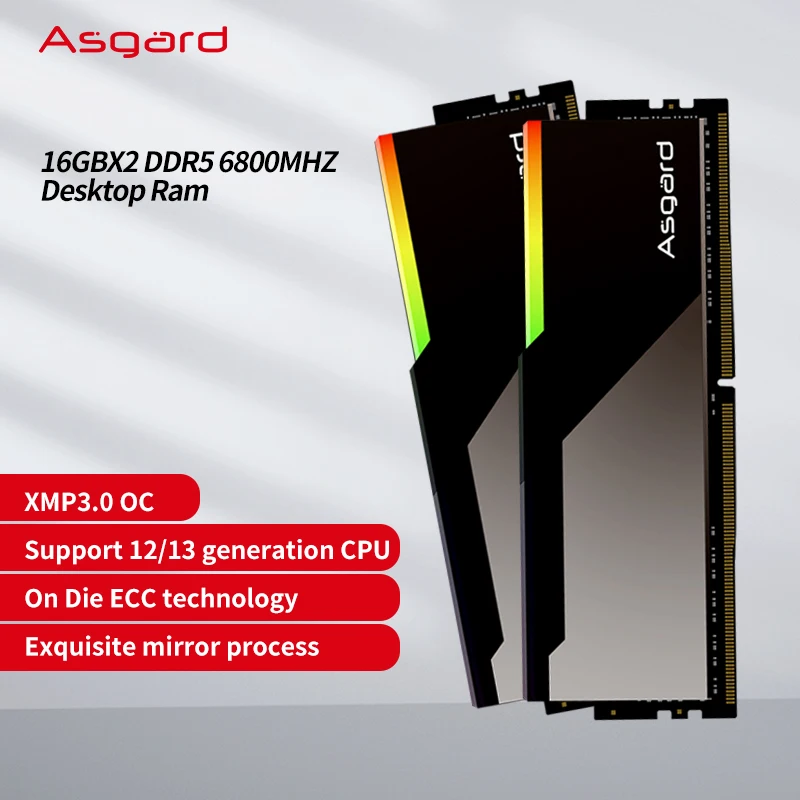 DDR5 RAM Bragi Asgard V3 Memoria Ram DDR5 32GB (16GBx2) 7200MHz Specially  Selected B-die Desktop Memory Mirror Design