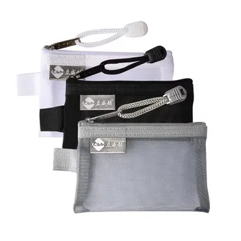 Portable Mini Zippered Mesh Pouch - Clear Transparent Travel Companion for Cosmetics & Toiletries