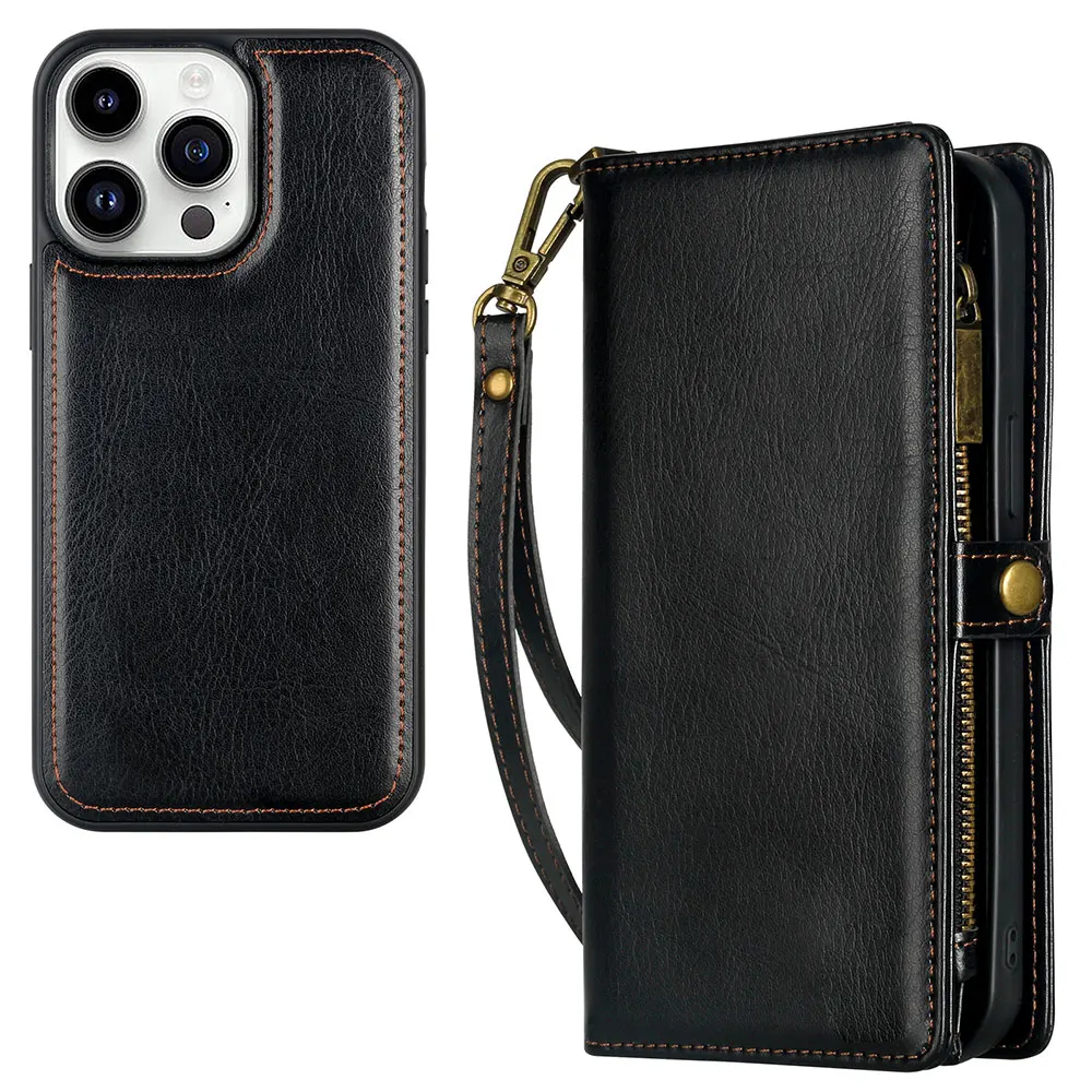 Leather Mobile Phone Case For Iphone 16 15 14 13 12 11 Plus Pro Max Simple Business Insert Multiple Cards Luxury Sjk609 Laudtec