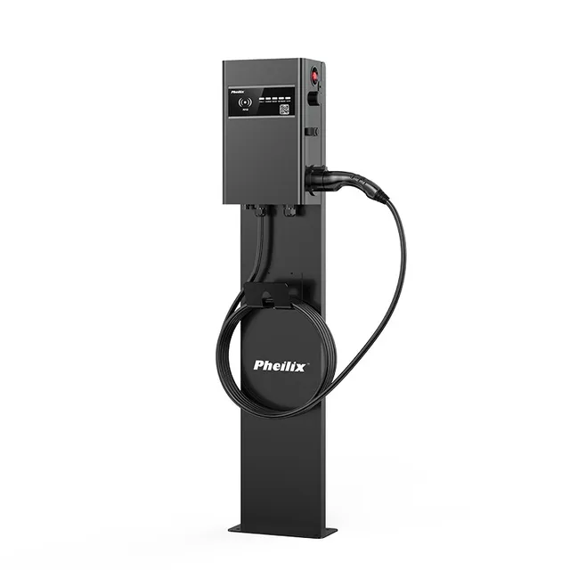 Pheilix AC 11KW 22kw 16A 32A Tethered Type 2 Gun Pole-mounted Home & Commercial EV Charger OCPP Protocol GB Standard New Design