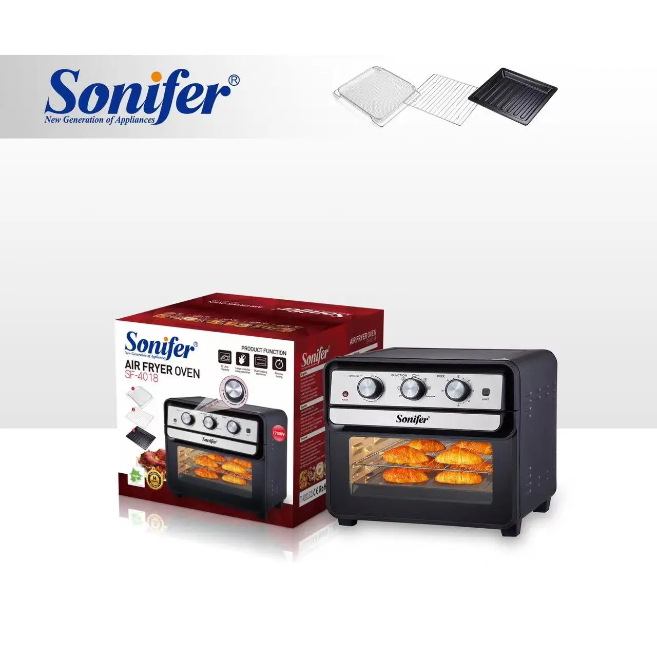 Sonifer SF-4018 Оптовая Продажа Большой размер семьи 22L кухонная техника  двойная нагревательная тосты печь электрическая многофункциональная  аэрофритюрница для приготовления блюд без микроволновая печь| Alibaba.com