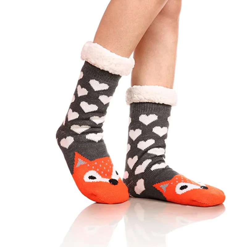 Women Fuzzy Non-skid Funny Fluffy Socks Christmas Cartoon Animals Girls  Soft Cozy Warm Fleece Lined Slipper Socks With Grips - Buy Slipper Socks  With Grips,Funny Fluffy Socks,Cashmere Slipper Sock Product on 