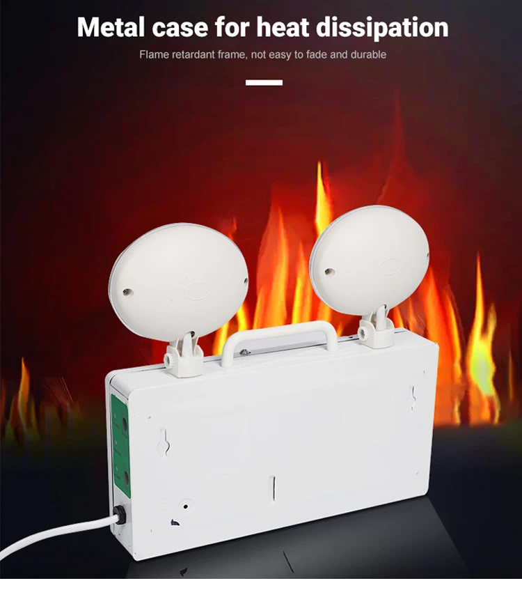 Indoor Adjustable Double Heads Rechargeable Emergency Light Fire Exit Sign Emergency Portable Light