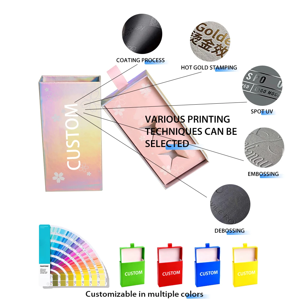 Scatola regalo popolare con effetto ologramma iridescente su carta laser e cassetto scorrevole, imballaggio riflettente olografico