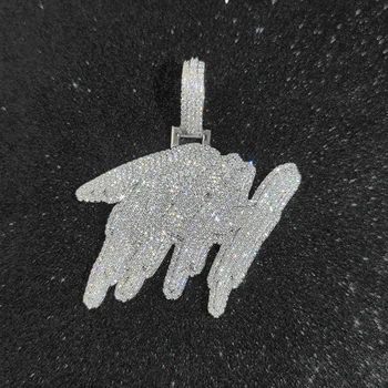 Fashion Hip Hop Jewelry Custom 925 Sterling Silver Diamond Pendant Micro Pave Iced Out D Color VVS Moissanite Letter Pendant