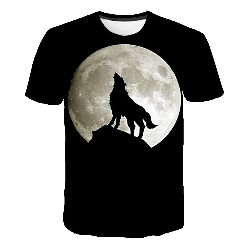 T-shirt Unisexe à Imprimé 3D - Motif Loup Indien, Manches Courtes, Col Rond - Taille Regular