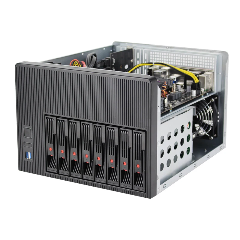 Micro Atx Mid Tower Pc Case 8 Bay Nas Server Chassis Desktop Computer Case With 4 Expansion Slots