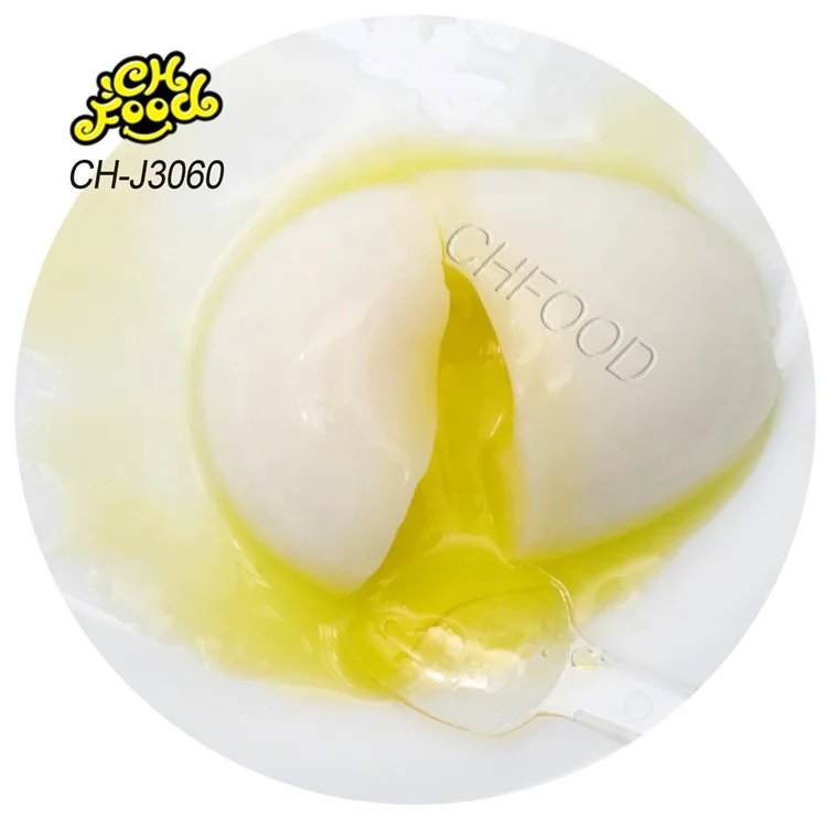 Wholesale Hot Seiing New Item Funny Design Fruity Flowing Egg Jelly Pudding Halal Kids Snack Food Sweets OEM China Candy