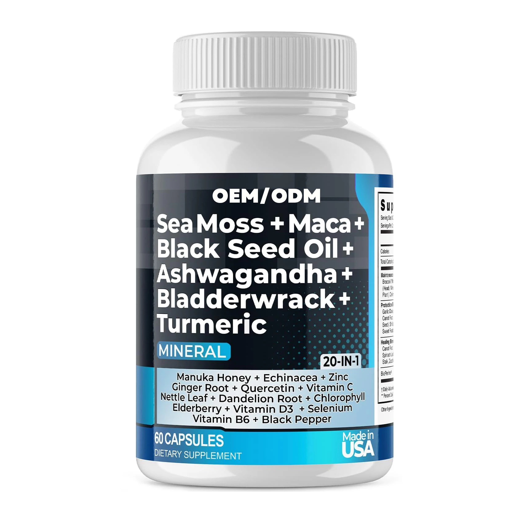 Herbal Irish Sea Moss Capsules Maca Black Seed Oil Ashwagandha