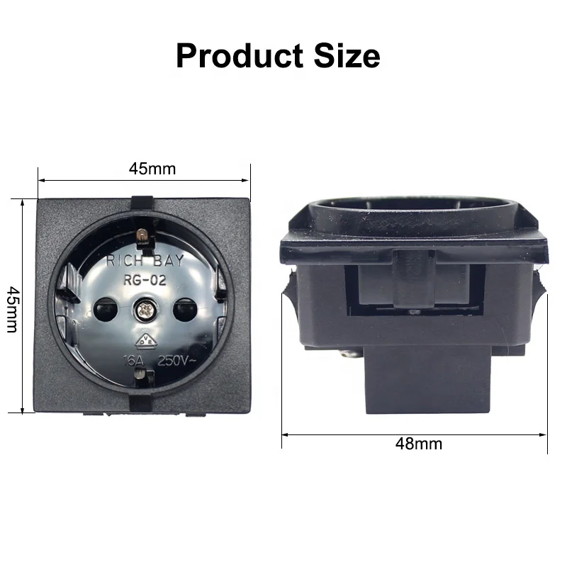 Presa Schuko Ingegnere Ekonomik, Antracite, 250V 16A, Con Morsetti A Innesto, Da Incasso
