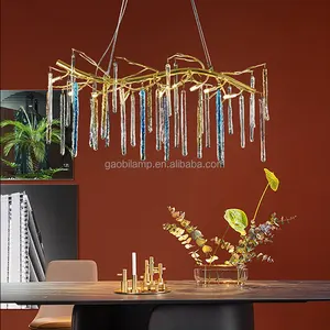 Modern Indoor Glass Pendant Lights 3D Printed Oval Crystal Chandelier Warm White Light Remote Control 220V AC Aluminum Copper