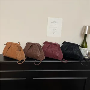 Leopard Print Shoulder Bags Women's 2026 Autumn Winter New Vintage Crossbody Bags Wrinkled Strap Design Shoulder Underarm Bag