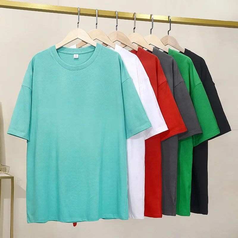 JL0514A Wholesale 240GSM Heavy Cotton T Shirt Unisex Women Pink Drop Shoulder T-Shirts Oversized Men Boxy Fit Blank TShirts