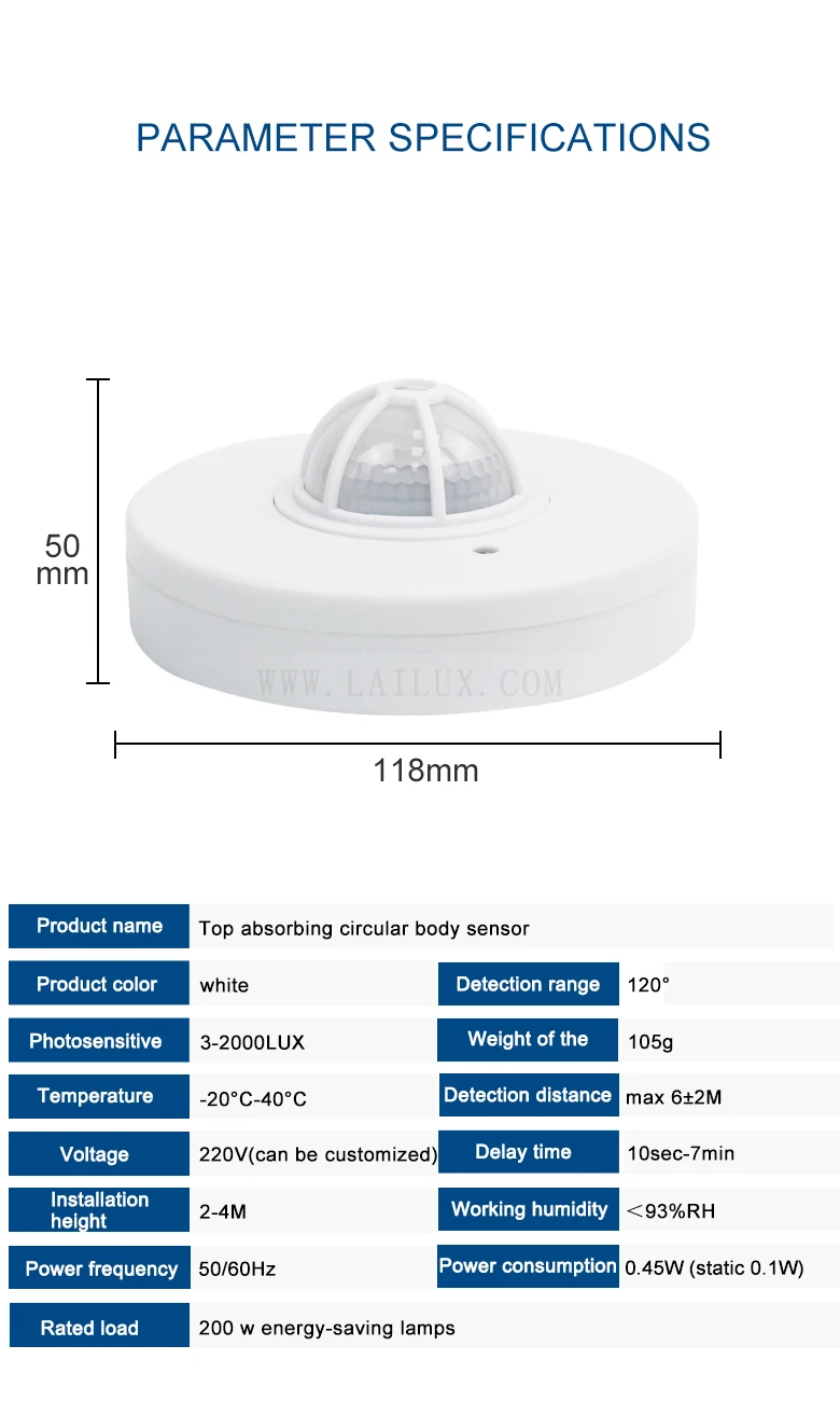 AC220V 360 degree Indoor Ceiling Mount adjustable Infrared PIR Motion Sensor automatic LED light induction switch