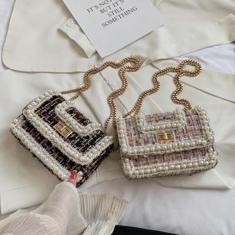 Woolen Pearl Handbag