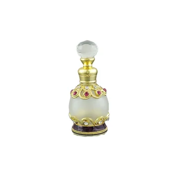 luxury arabic dubai metal bottles wholesale golden essential oil attar glass bottle perfume refillable glass bottle