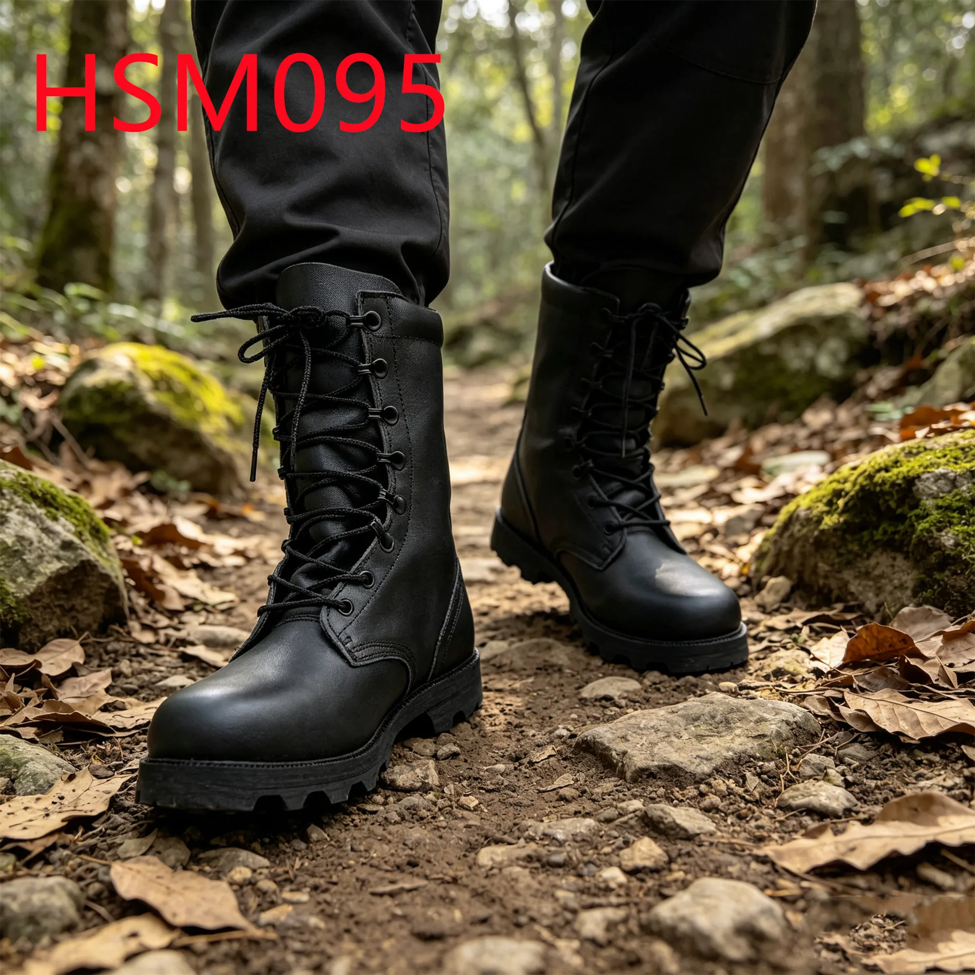 HY,Coastal Patrol Size 38-46 Full Grain Leather Combat Boots for Retail Special Shoelace Design Men Leather Tactical BootsHSM095