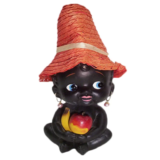 Figurilla cerámica personalizada de chica negra con cabeza móvil, figurilla con cabeza móvil para tablero de instrumentos