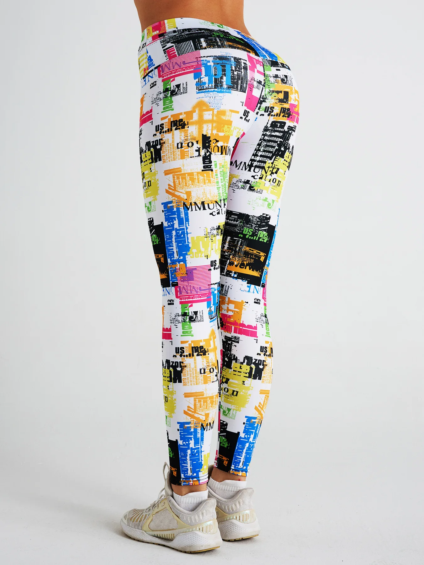 GC Custom Digital Printing Leggings for Women Abstract Graffiti Newspapers Yoga Pants High -waist Sports Fitness Pants YG138