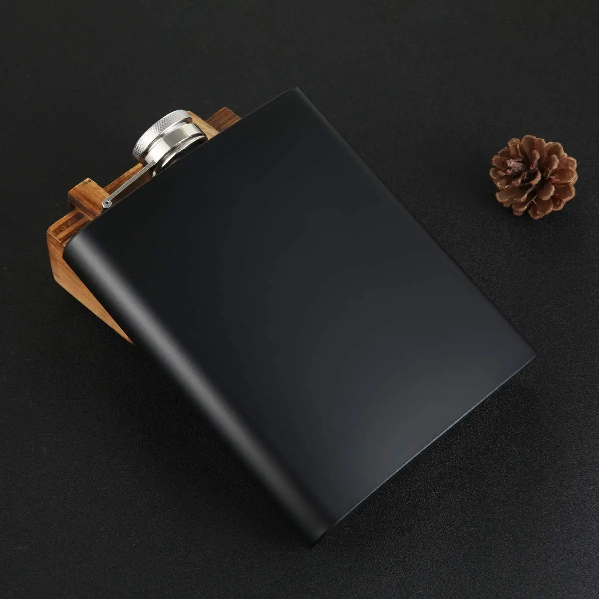 Mini Modern Hip Flask Wrapped in Black Leather for Camping & Gifts 6oz 7oz 8oz Stainless Steel Highest Food Grade Free Funnel with Custom Logo