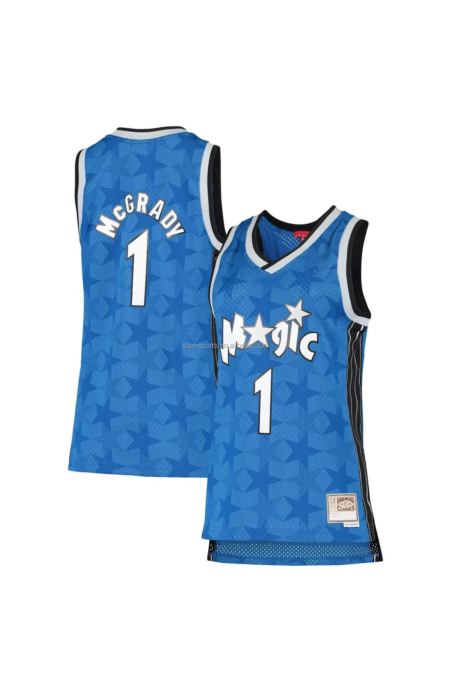 Retro Tracy McGrady #1 Orlando Magic Basketball Trikot Genäht Blau 