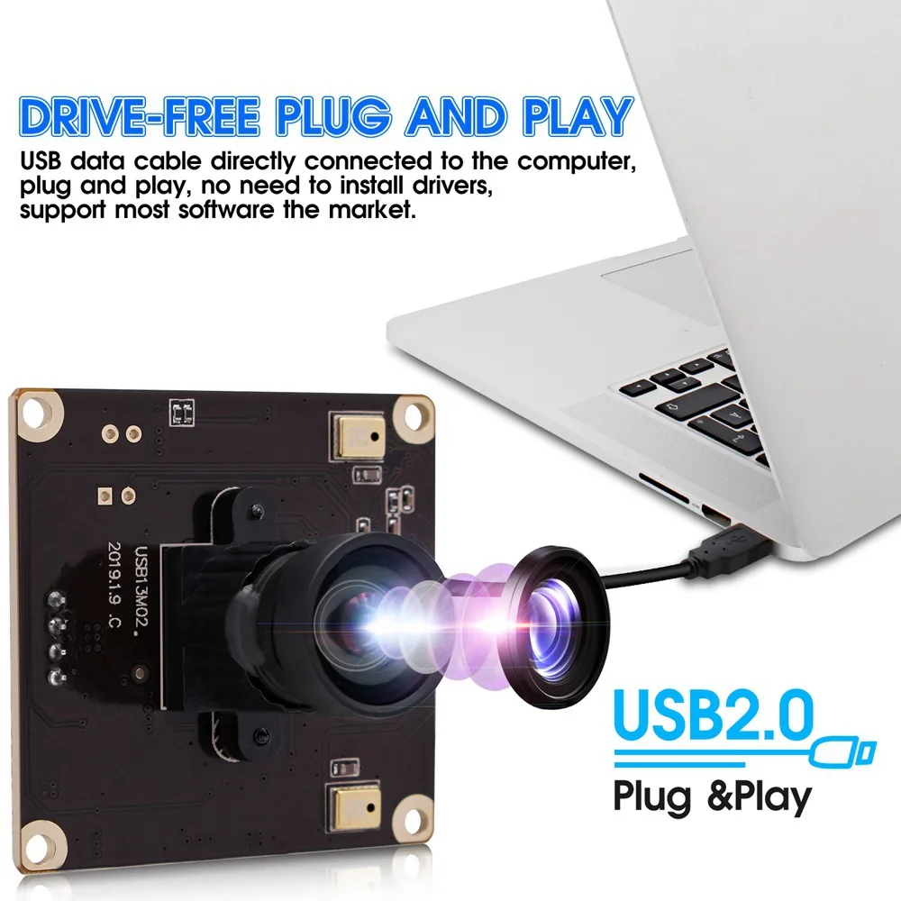 ELP Wide Angle Lens No Distortion 4k Webcam 13Mpixels CMOS IMX214 UVC HD  Mini USB Camera With MIC