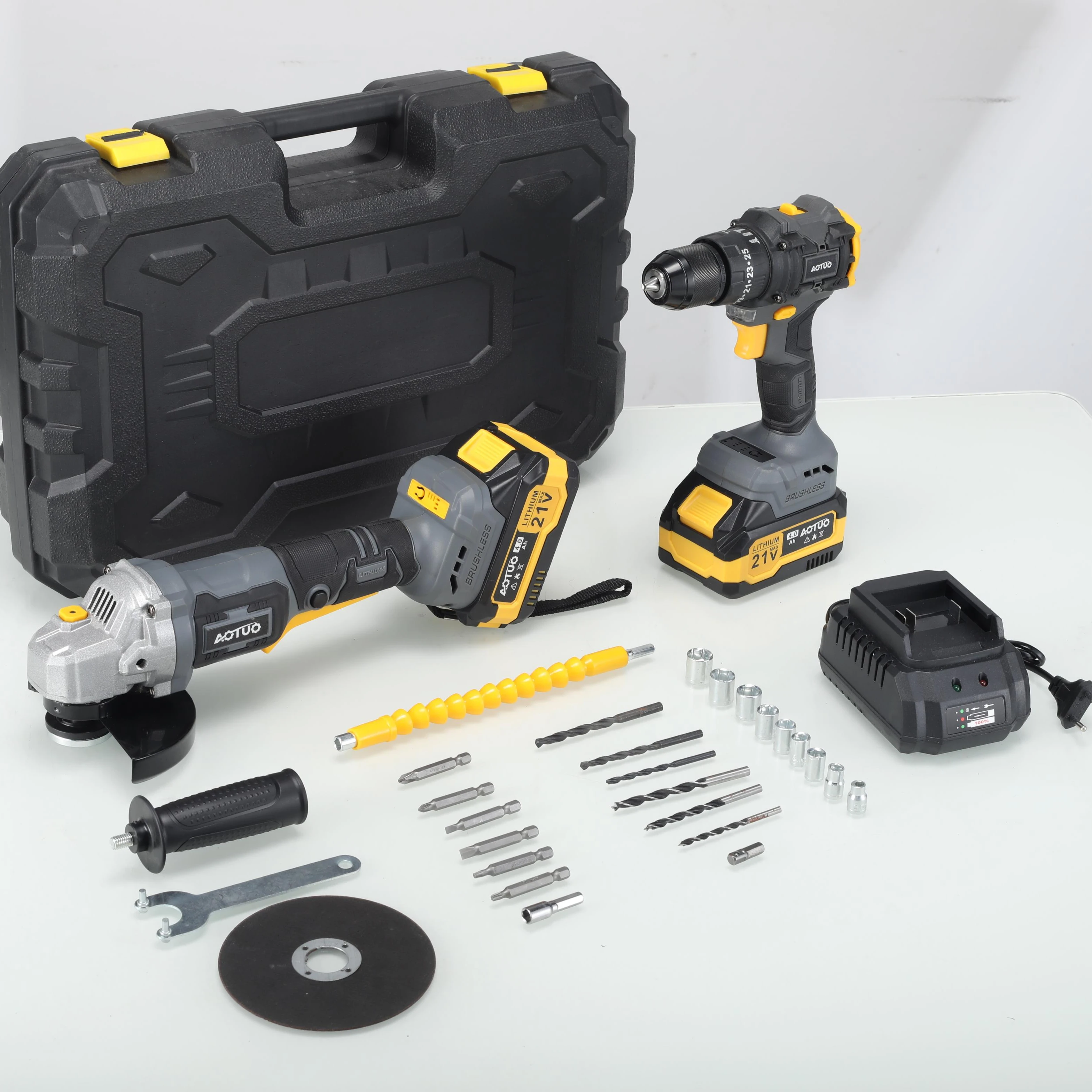 New Cross-Border Wireless Lithium Brushless Rechargeable Two-Speed Reversible Angle Grinder Multifunctional DIY Drill 6-month