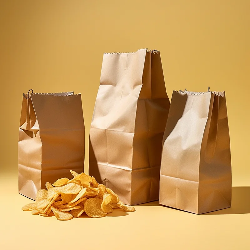 Custom Printed Recycle Promotion price food packing kraft paper bag