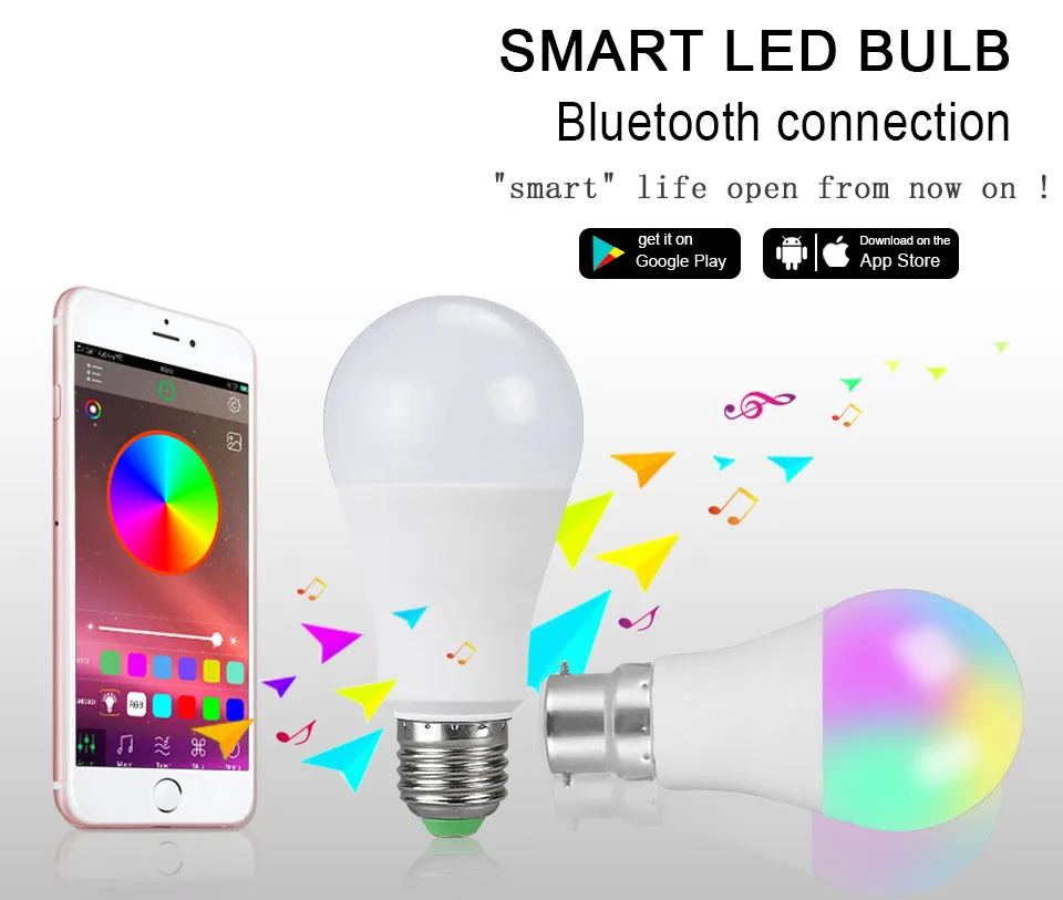 LED RGBW rgbww Bulb 15W Smart Dimmable RGB Remote Control Light E27 B22 16 color Lights RGB Lamp
