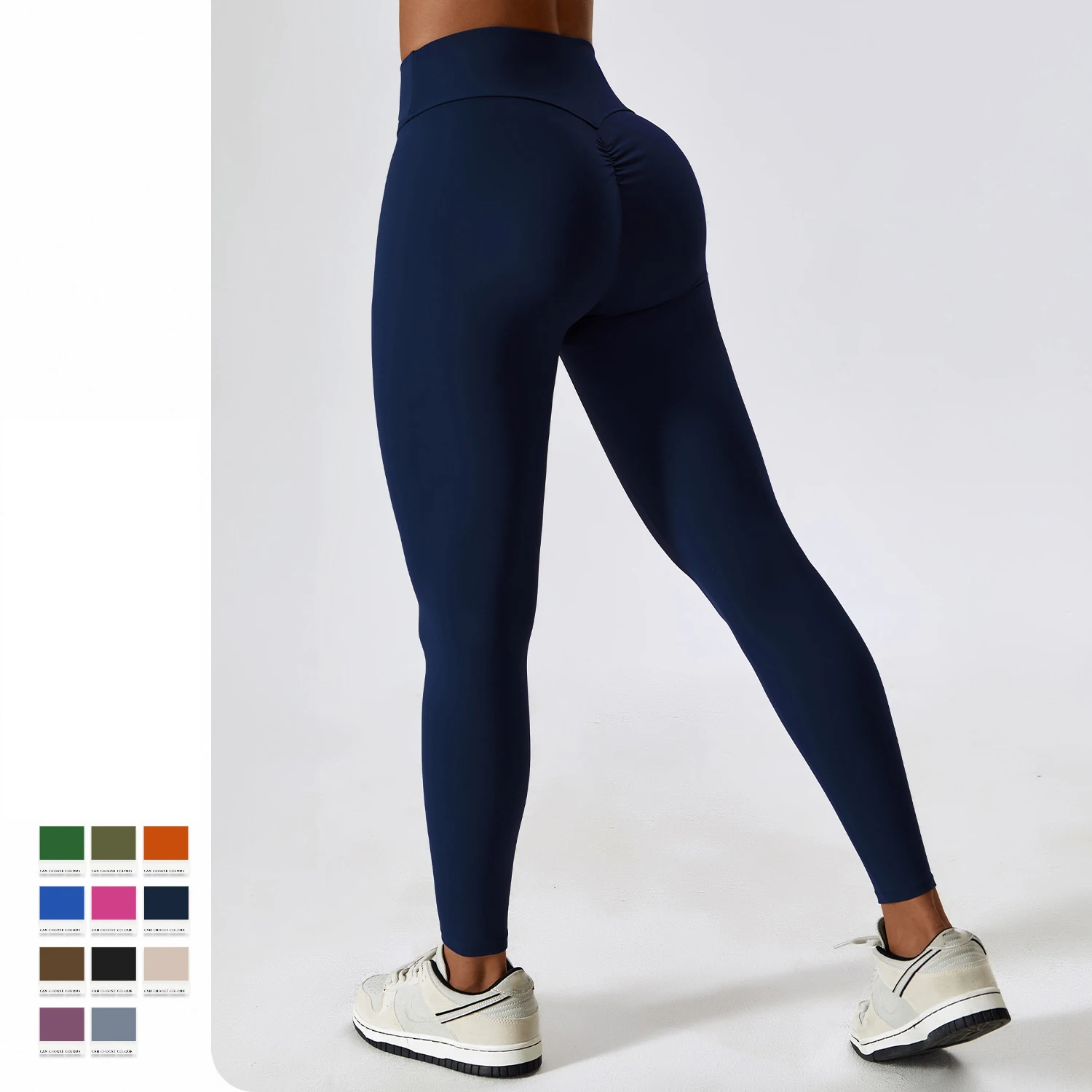 Brushed Fabric High Waist Leggings No Camel Toe Design Women