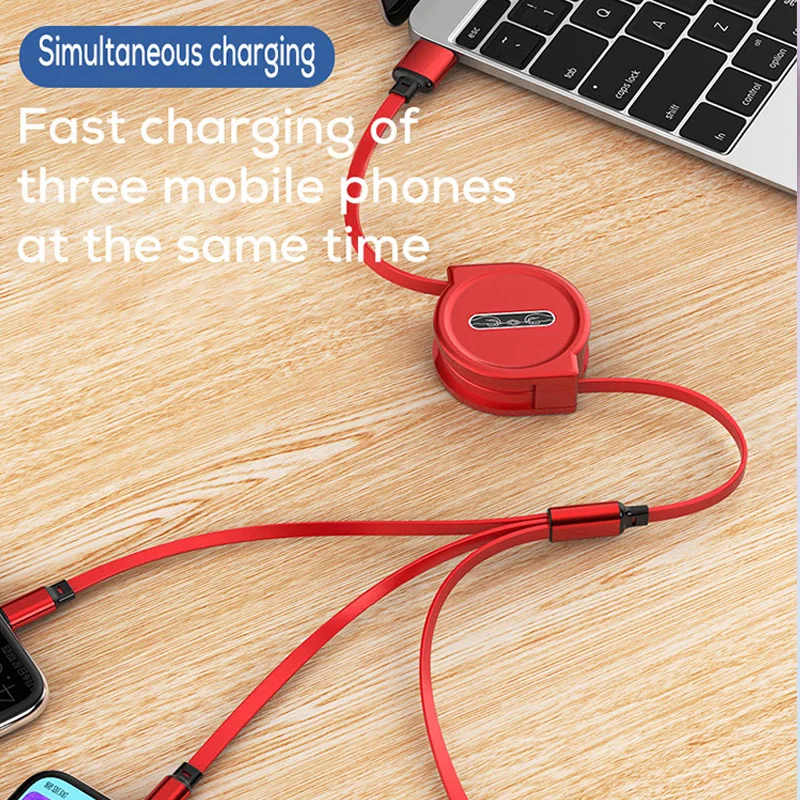 Retractable 3 In1 Usb Cable Fast Charging Micro Type c Multi Charger Cable