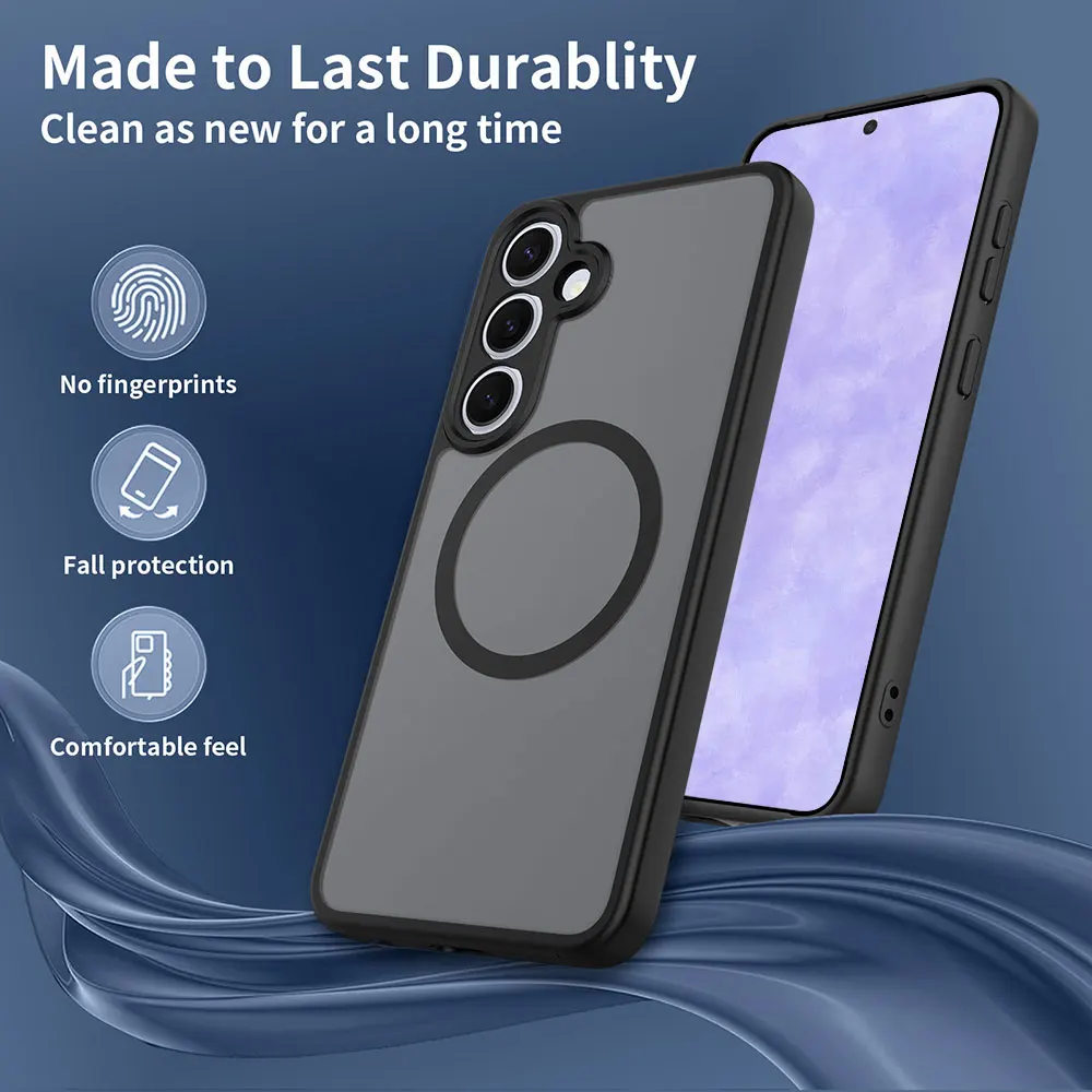 product laudtec magnetic for galaxy s25 case 16ft drop resistant matte skin feeling back cover shockproof slim cellphone-6
