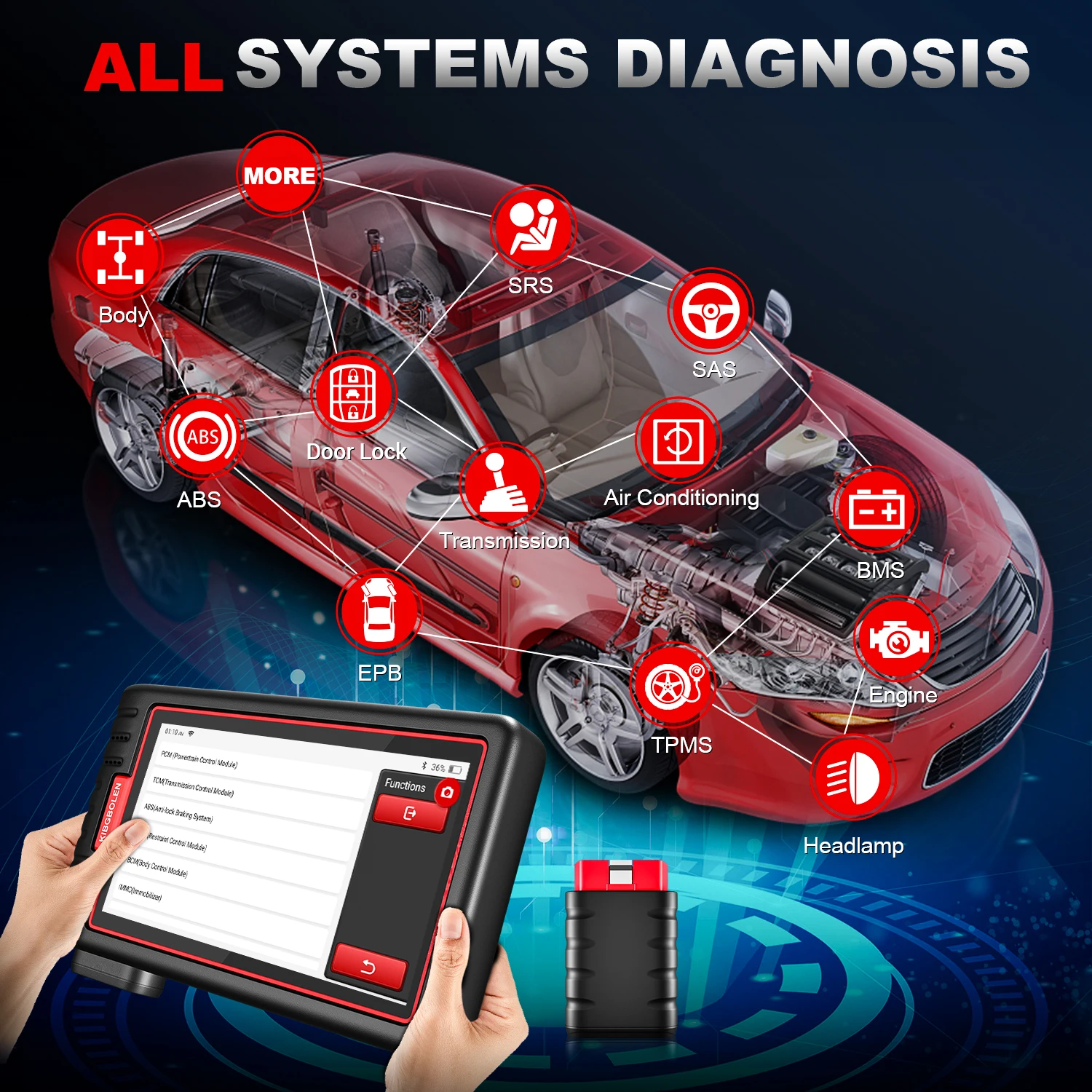 2025 Kingbolen S6 Auto Code Reader All System OBD2 Vehicle Diagnostic Tool Bluetooth Hot Selling Scanner Cars PK ThinkScan Max