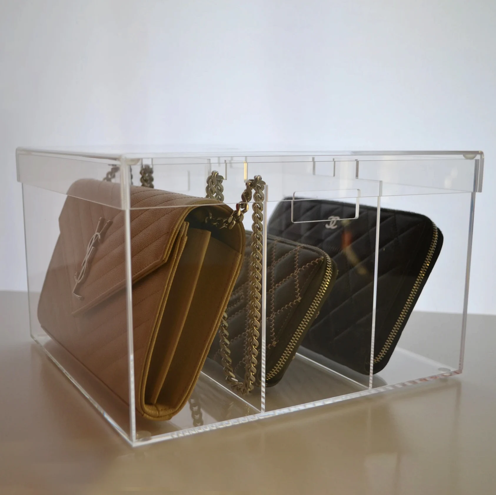 Source Custom clear polished acrylic luxury handbags storage bag