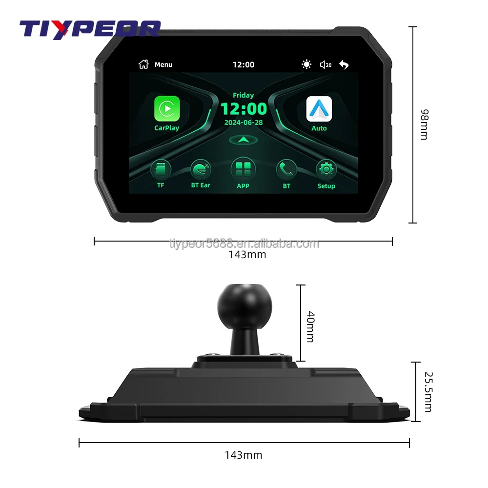 product tiypeor 5 inch motorcycle monitor wireless carplay android auto screen motorcycle navigation motorcycle wireless gps-2