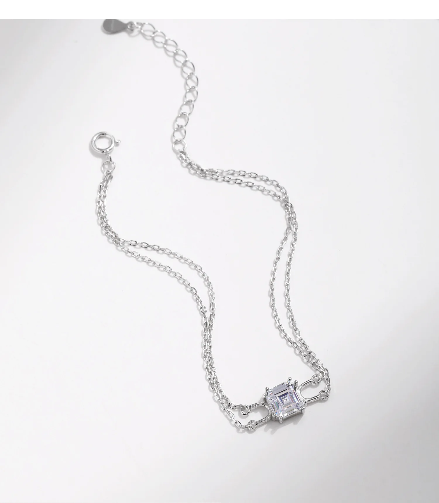 S925 Sterling Silver Large G Double Color Cubic Zircon Necklace Heavy Industry High Quality main image 1