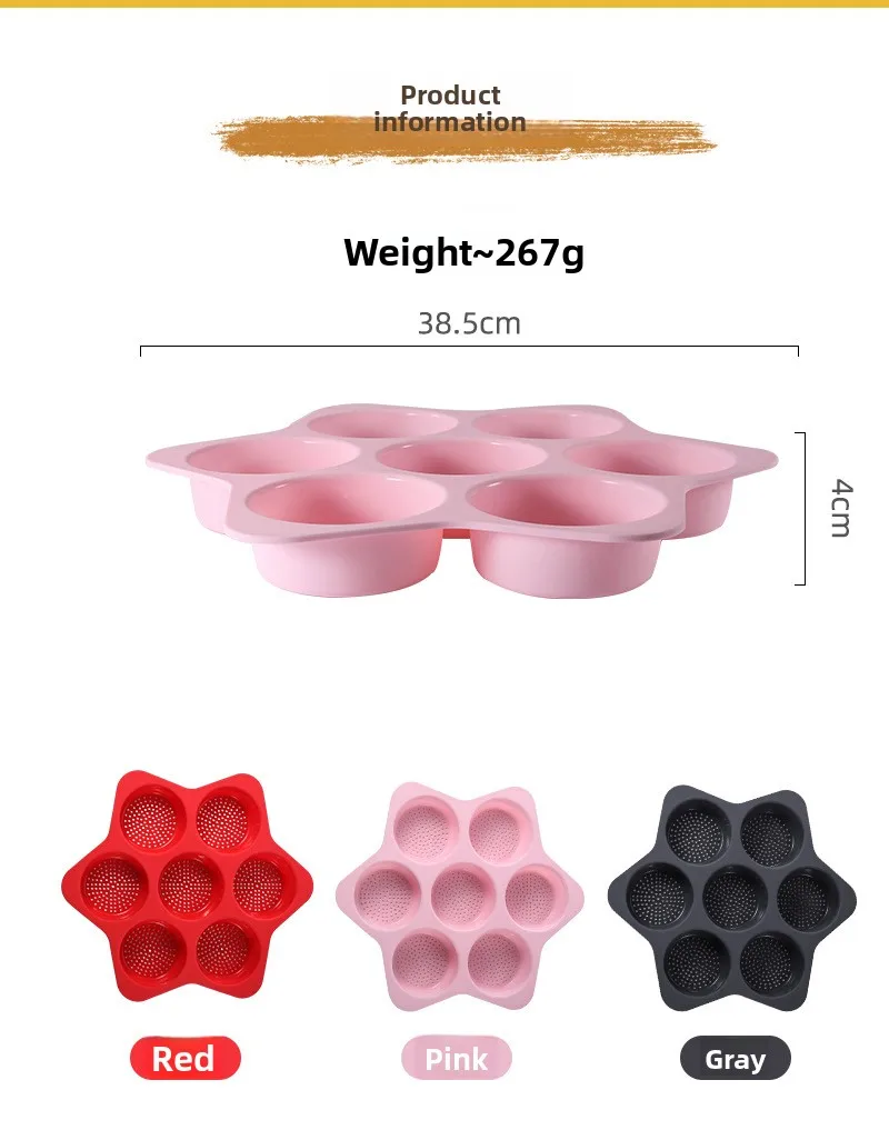 7-Hole Silicone Bread Mold with Breathable Hollow Burger Mold Silicone Burger Baking Sheet for Cake Tools factory