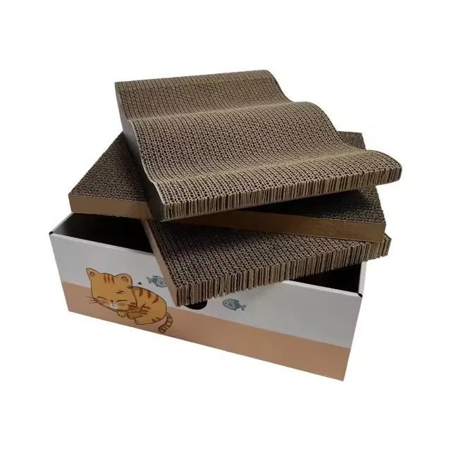 Durable Board Pads With 2 Refill Scratching Pads And 1 Wave Design Scratching Pad Cat Scratcher For Indoor Cats Playing